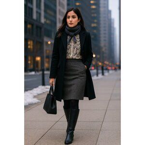 GAP Wool Blend Tweed Skirt | Gray Textured Workwear Skirt |  Timeless Capsule Wa